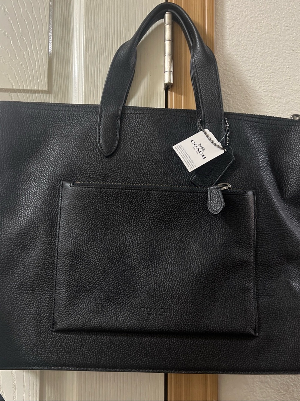 Coach Black Pebbled Leather Laptop Tote